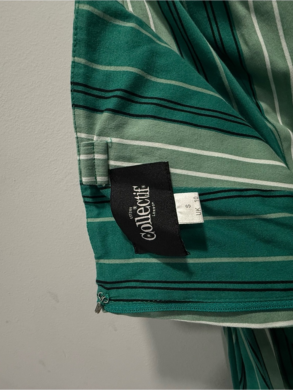 Collectif Green and White Striped Crisscross Midi Dress - Picture 4 of 6
